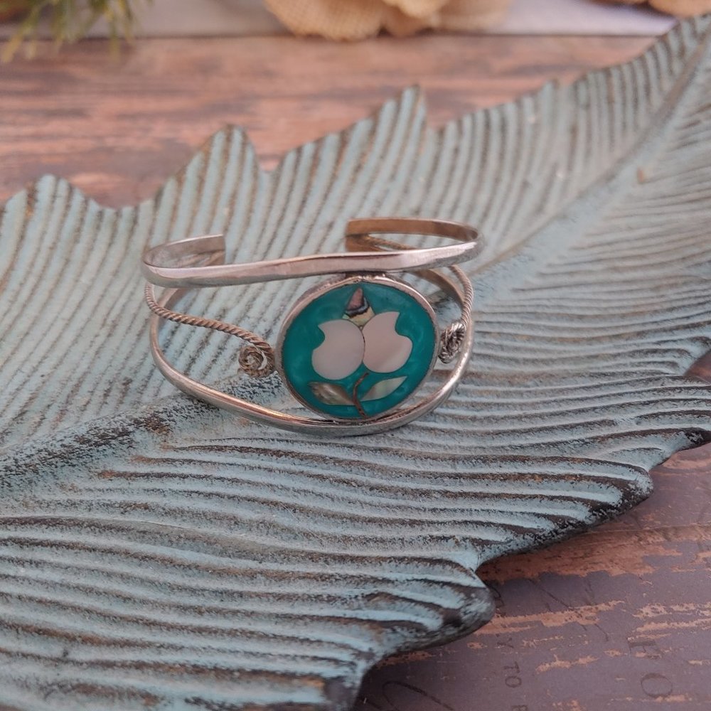 Vintage Silver Mexican Alpaca Cuff Bracelet